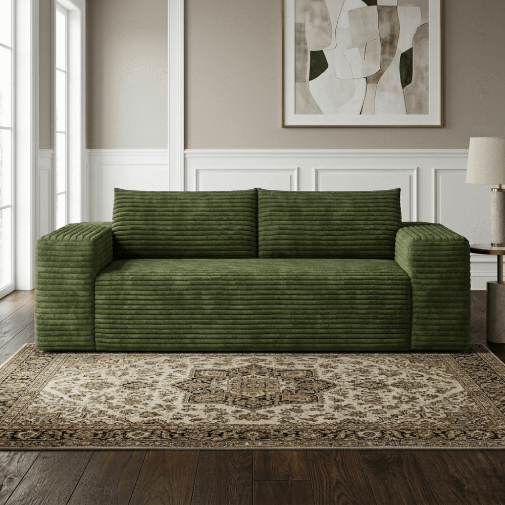 008 VESAMONTIS 78.8" 3-Seater Corduroy Sofa, Deep Seat Cloud Couch with Ergonomic Backrest & Wide Armrests, Comfy No Assembly Loveseat for Living Room, Bedroom & Apartment, High-Density Foam Support (Up to 600lbs)