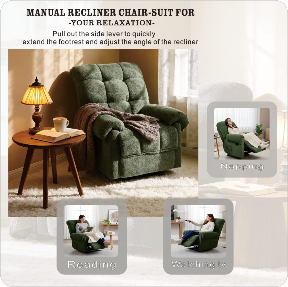 VESAMONTIS Overstuffed Manual Recliner Chair