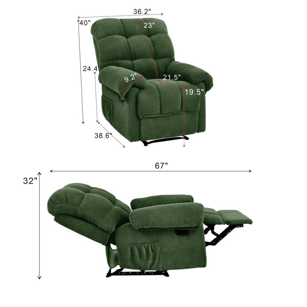 VESAMONTIS Overstuffed Manual Recliner Chair