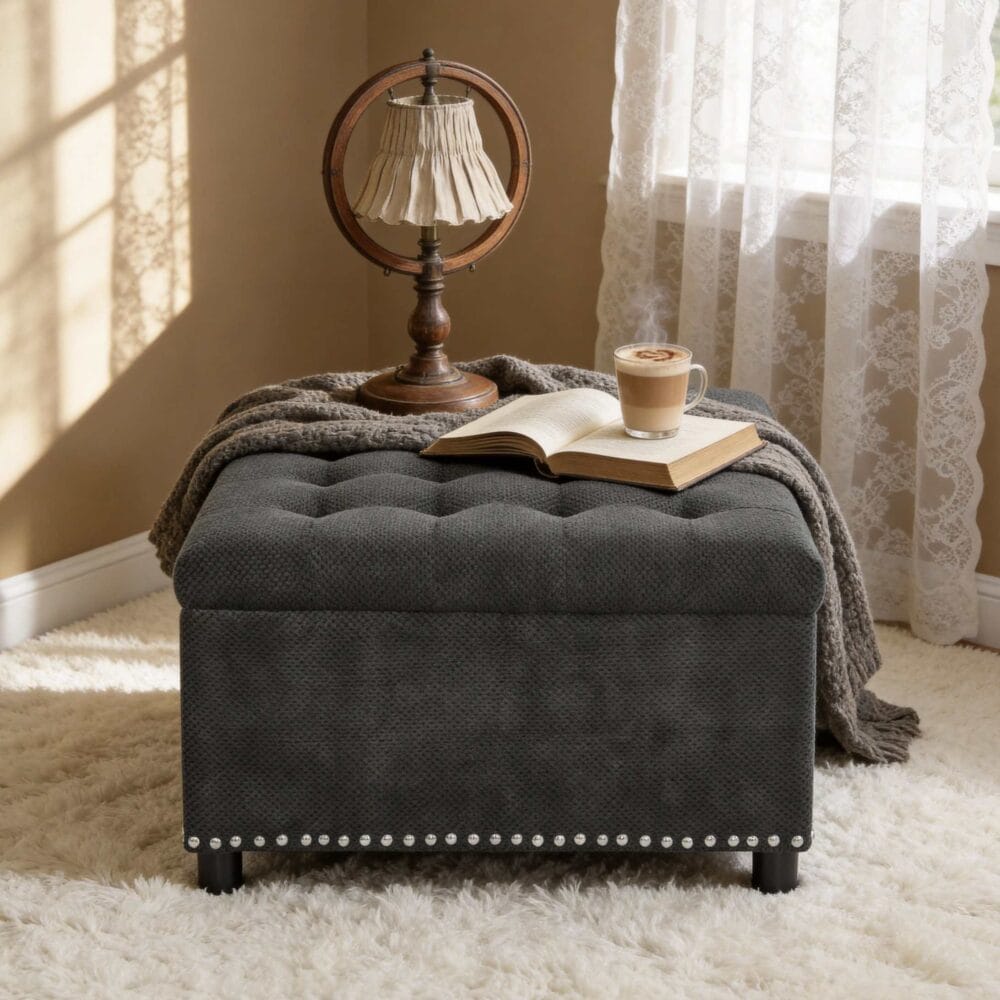 Storage Ottoman with Hidden Storage