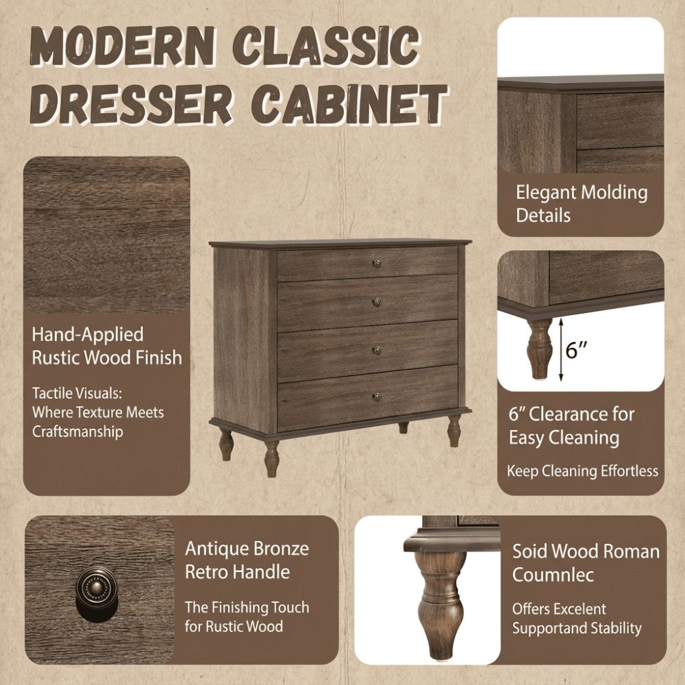 VESAMONTIS 4-Drawer Chest Dresser