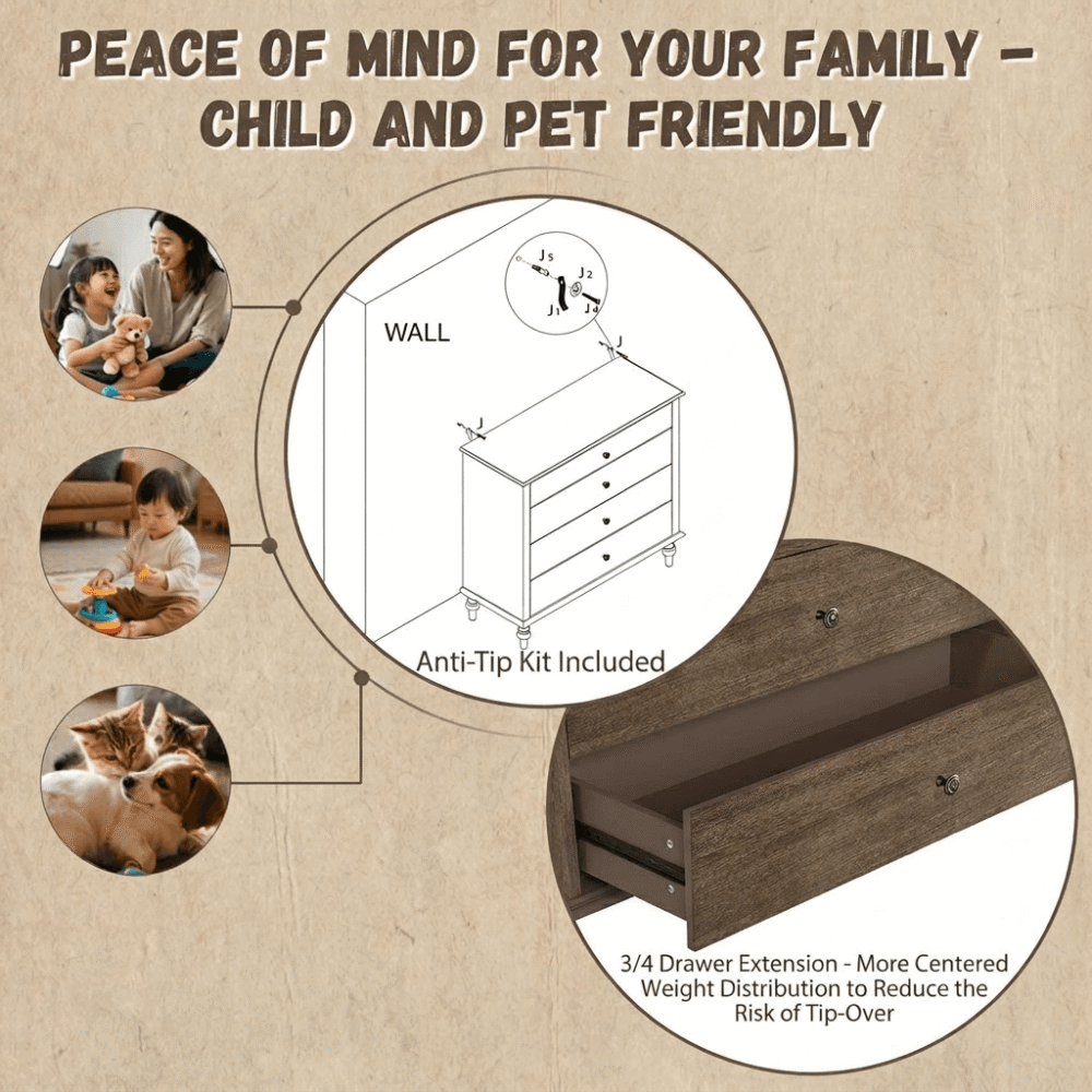 VESAMONTIS 4-Drawer Chest Dresser