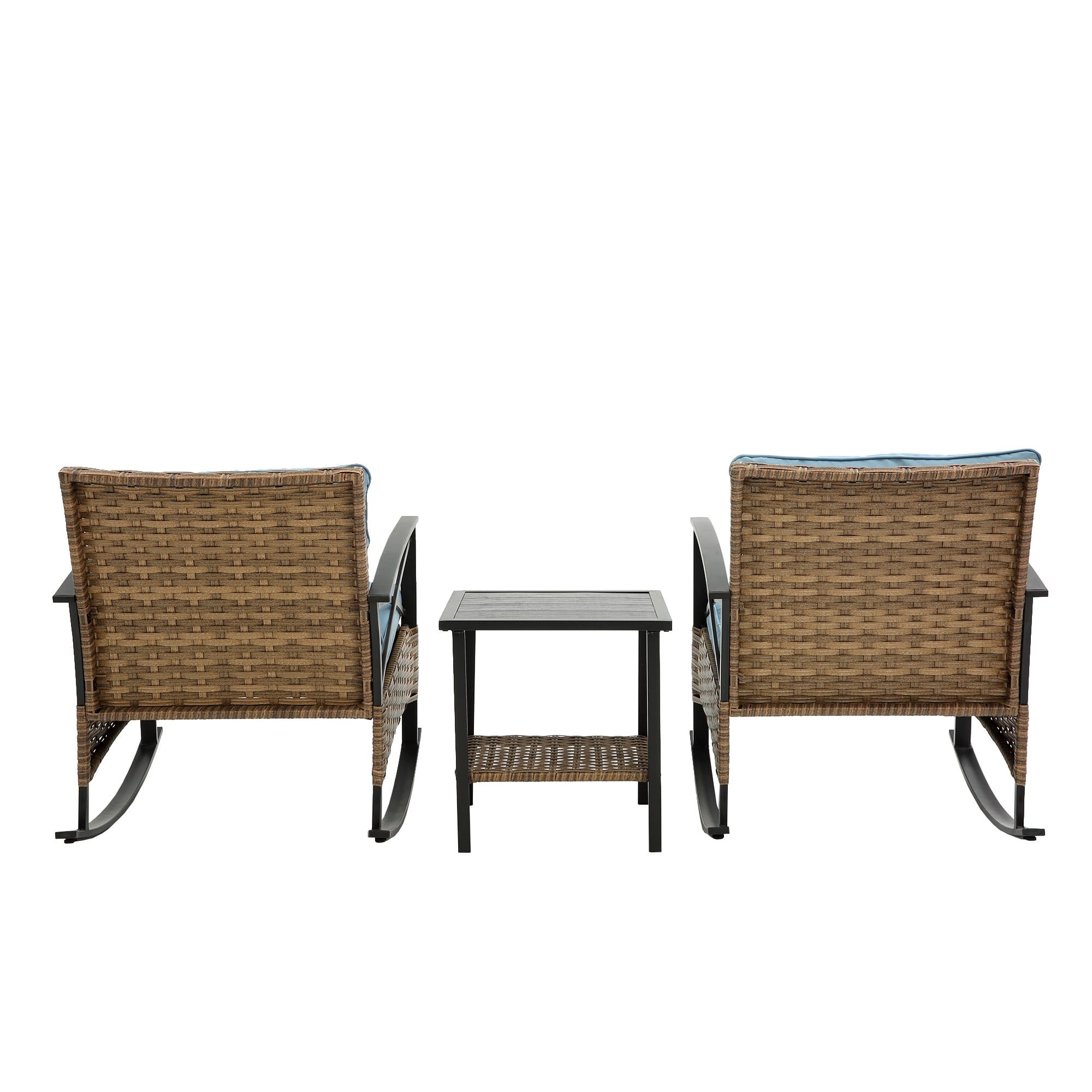 Grey Rocking Rattan Chair Set easy assembly and mobility