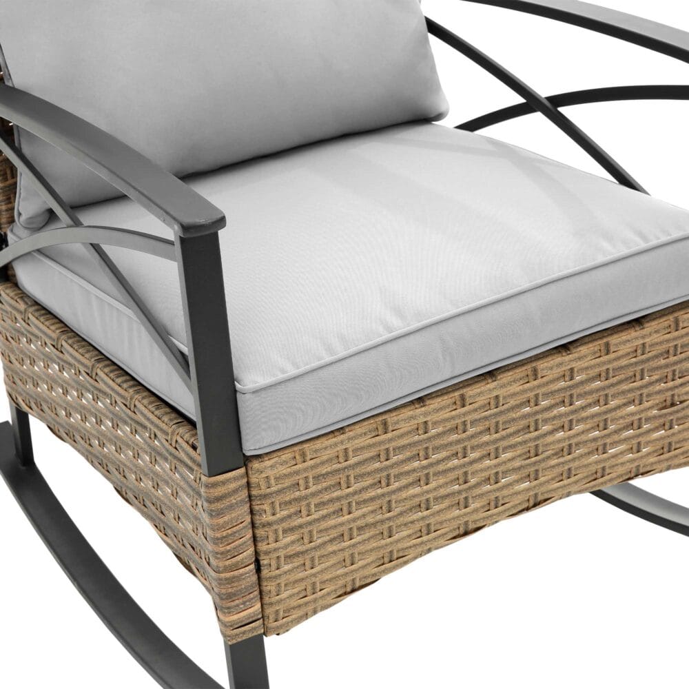 Grey Rocking Rattan Chair Set