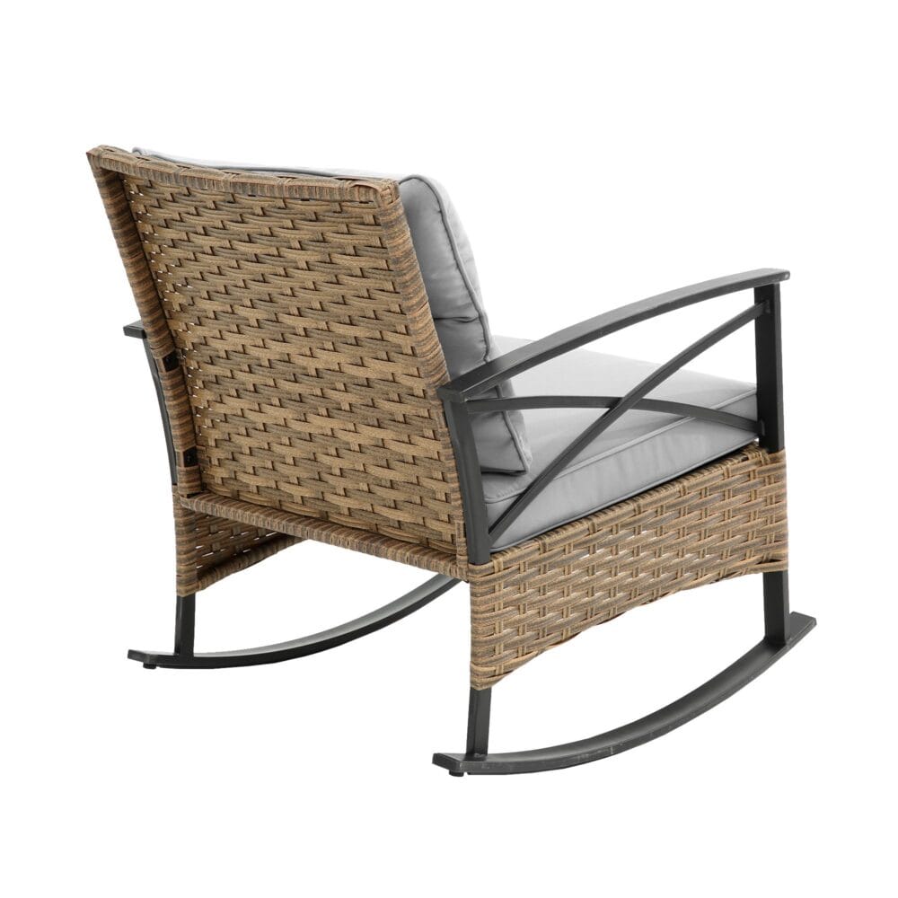 Grey Rocking Rattan Chair Set