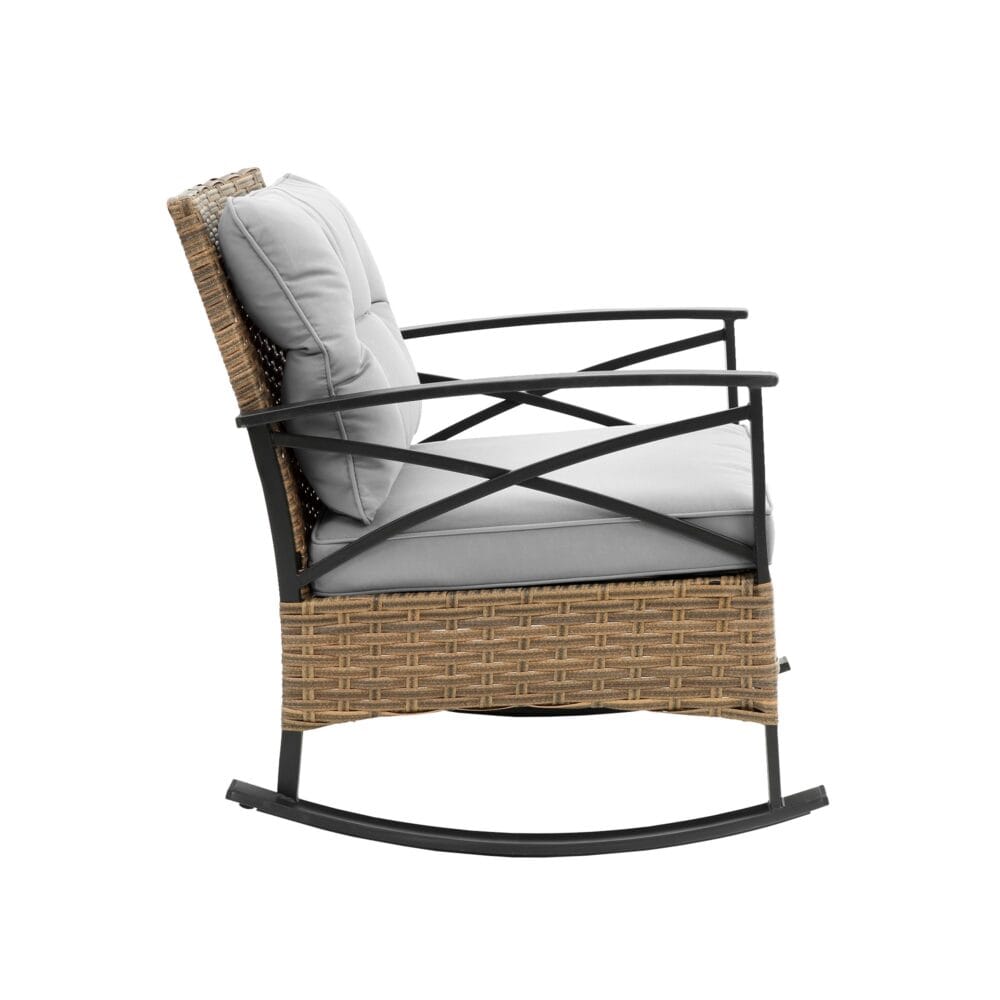 Grey Rocking Rattan Chair Set