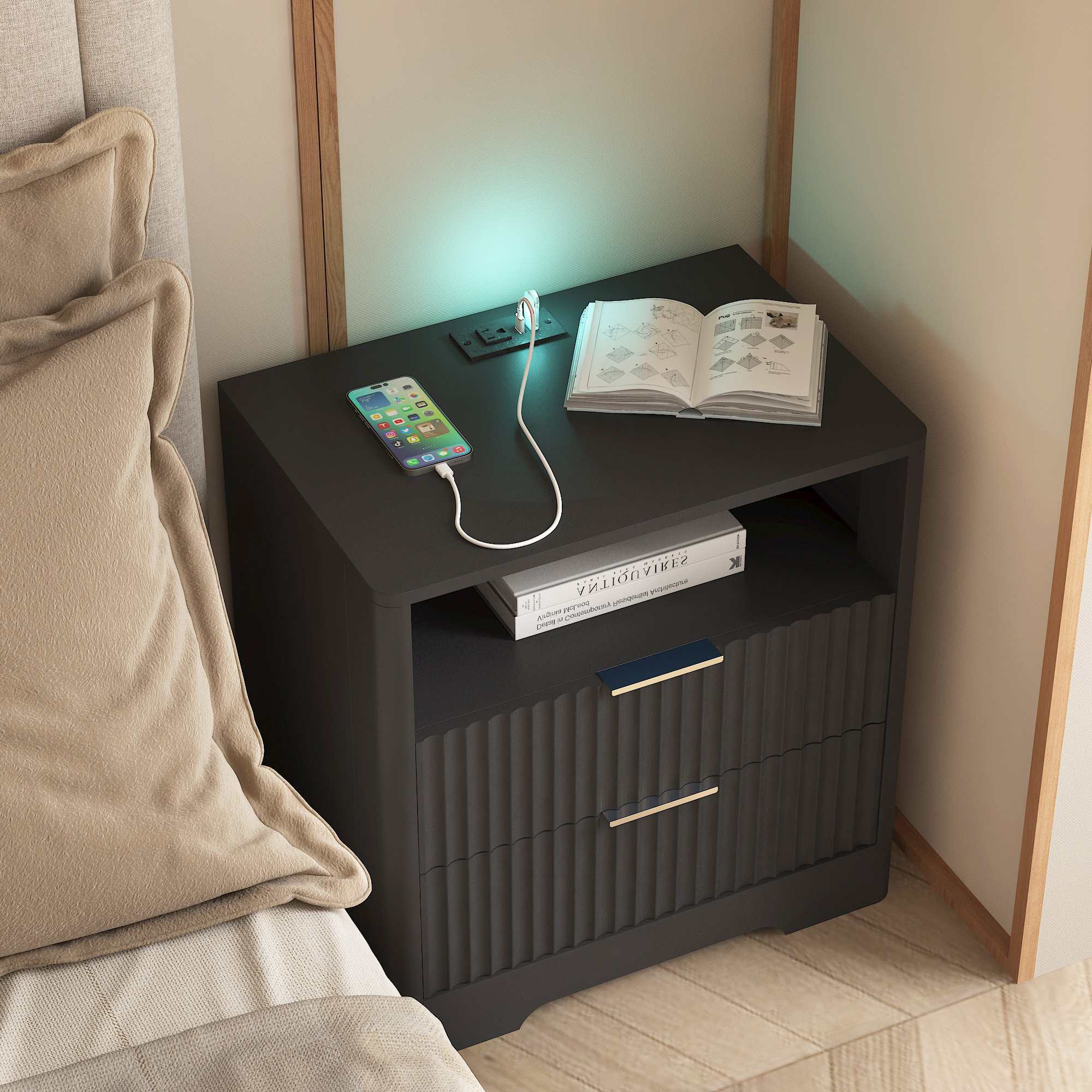  Smart Nightstand with Charging Station dimensions