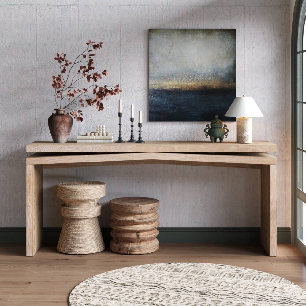 VESAMONTIS Solid Wood Veneer Console Table
