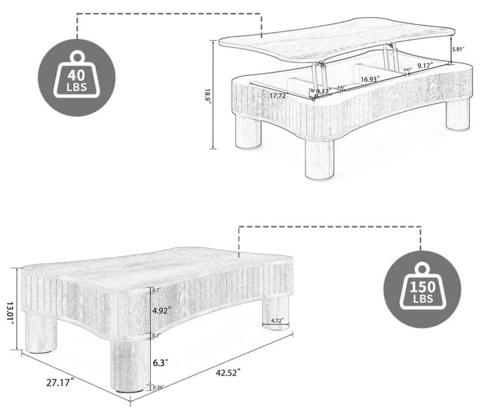 VESAMONTIS Lift Top Coffee Table
