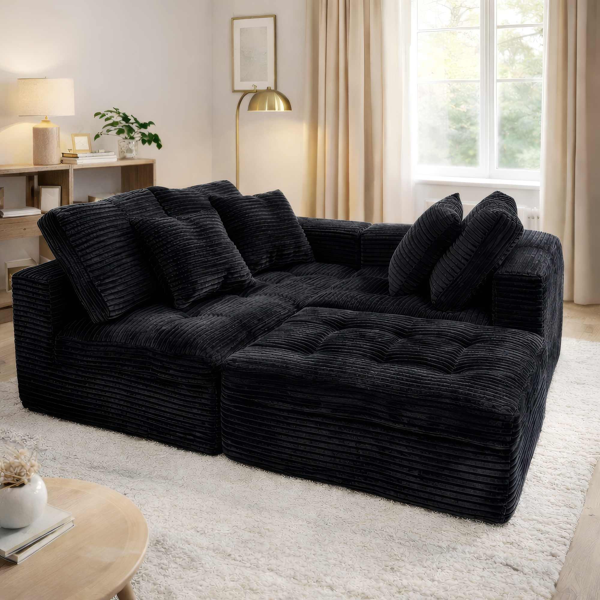 VESAMONTIS Cloud Sofa Set with Ottoman features