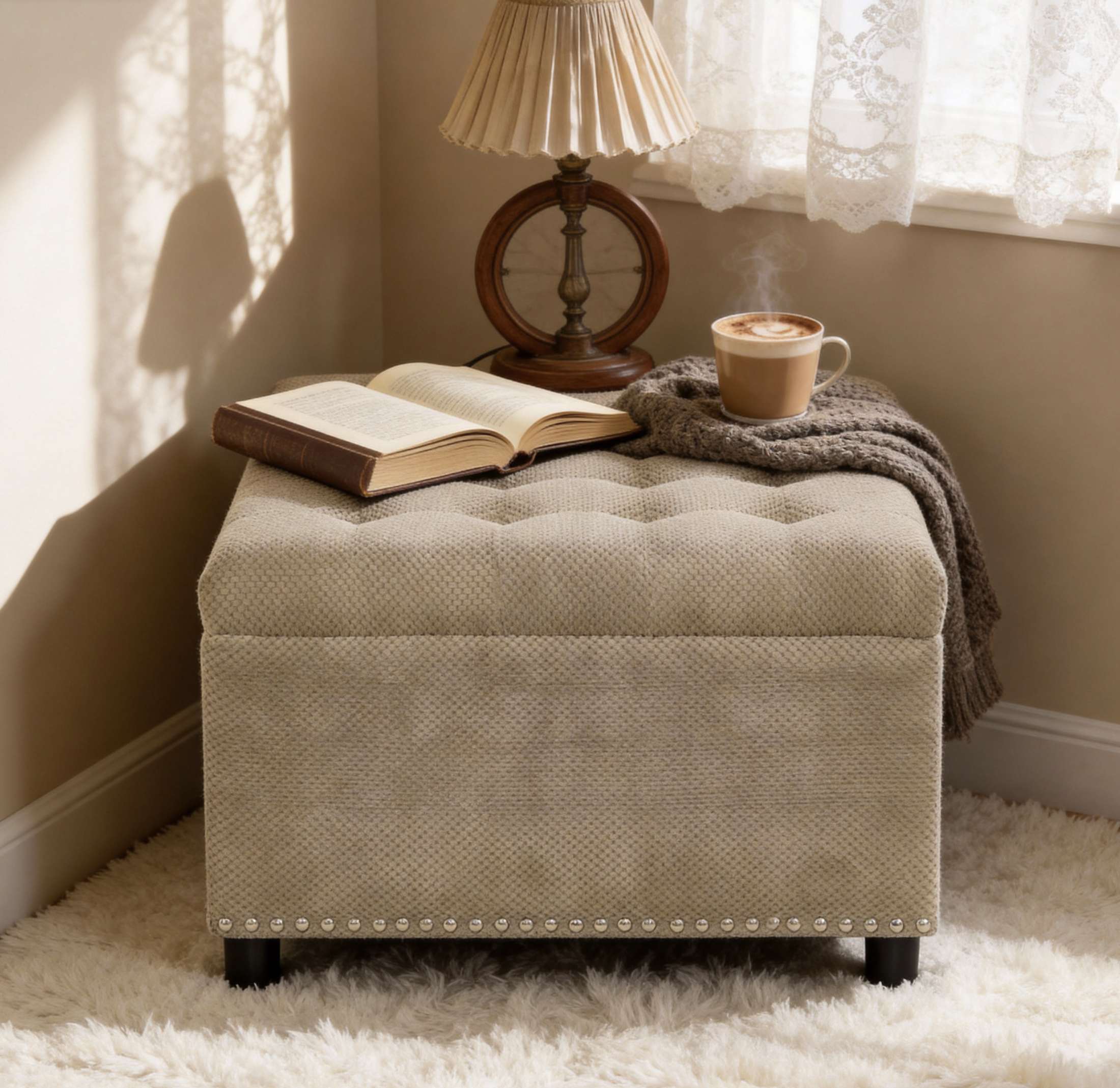 Storage Ottoman with Hidden Storage