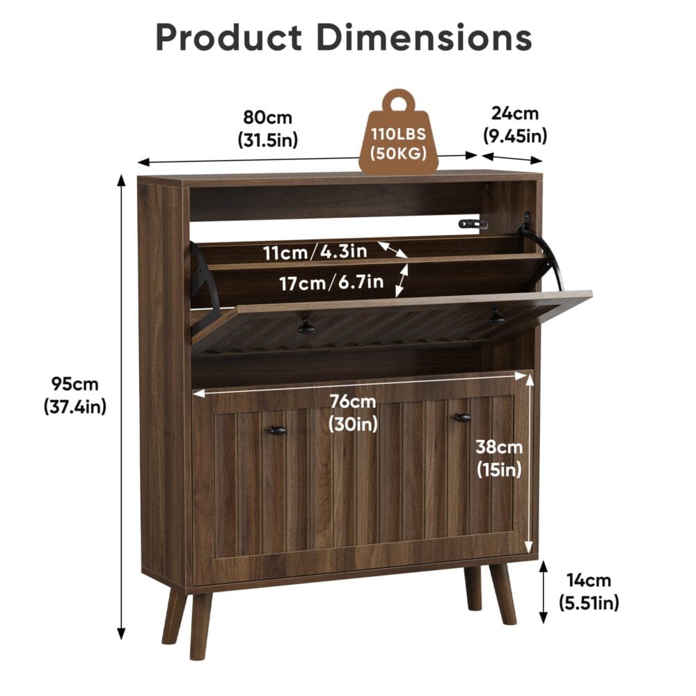 Walnut Mid-Century Shoe Cabinet