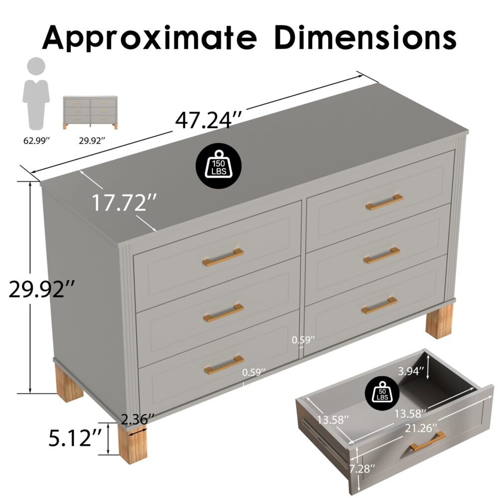 VESAMONTIS 6-Drawer Double Dresser