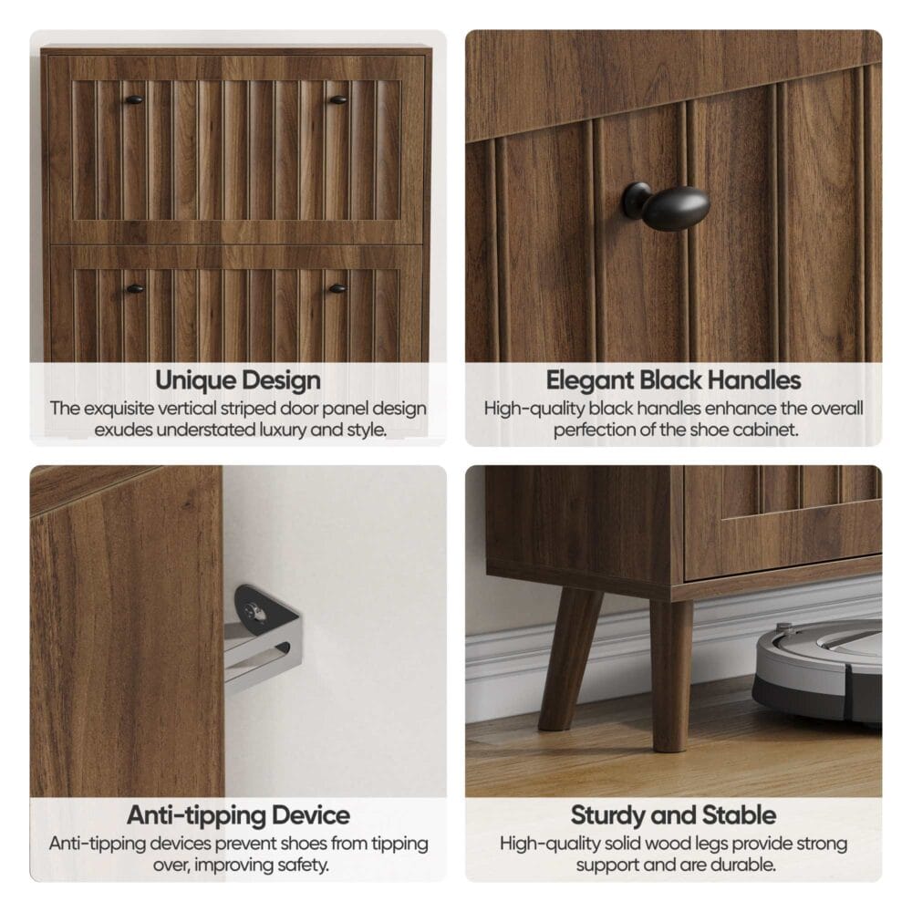 Walnut Mid-Century Shoe Cabinet