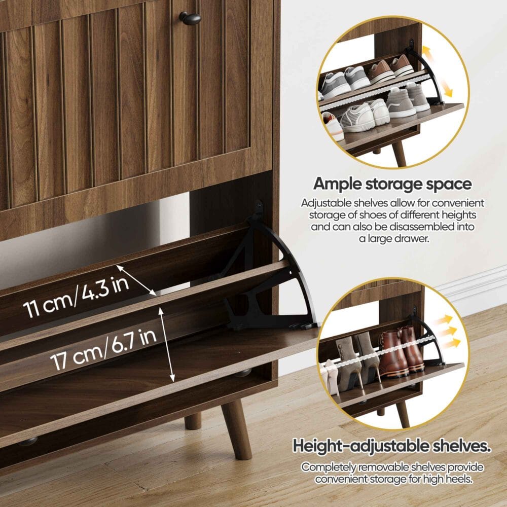 Walnut Mid-Century Shoe Cabinet