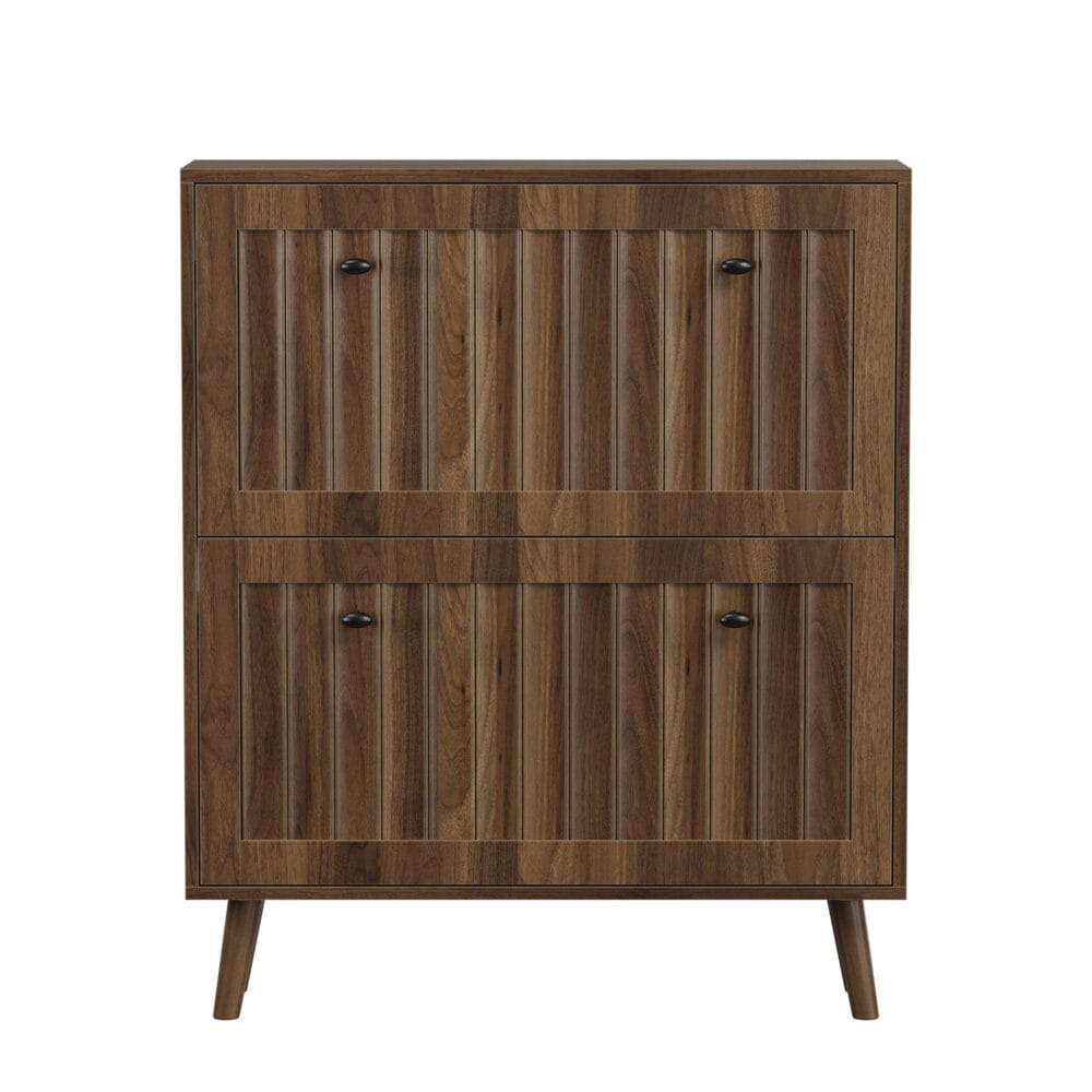 Walnut Mid-Century Shoe Cabinet