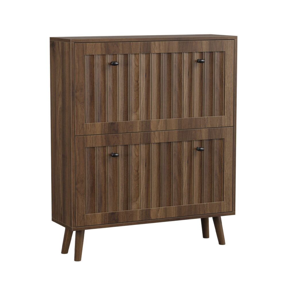 Walnut Mid-Century Shoe Cabinet