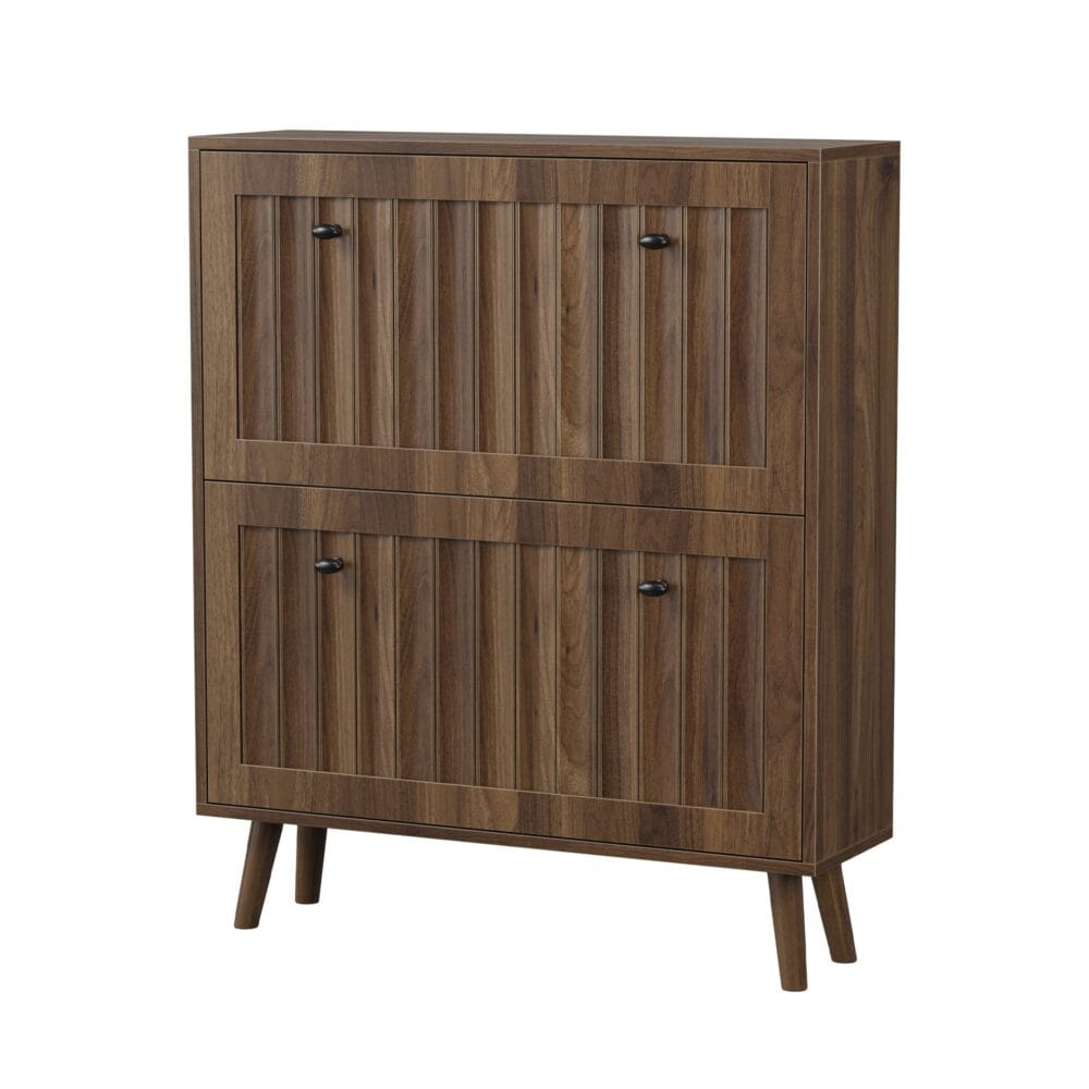 Walnut Mid-Century Shoe Cabinet