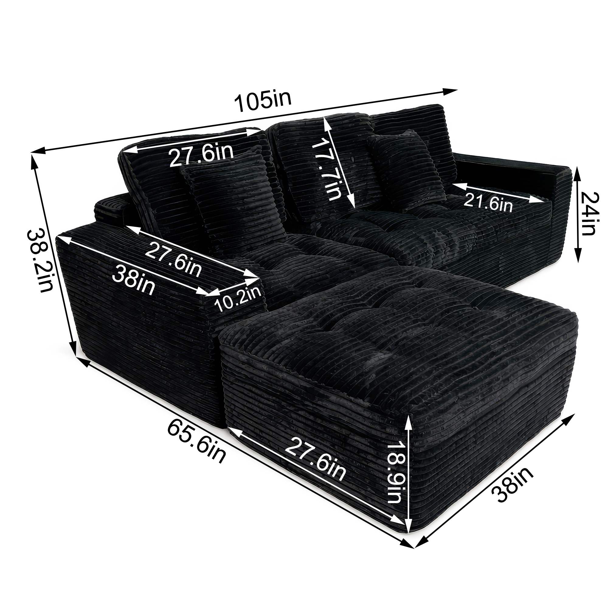 VESAMONTIS Cloud Sofa Set with Ottoman overview