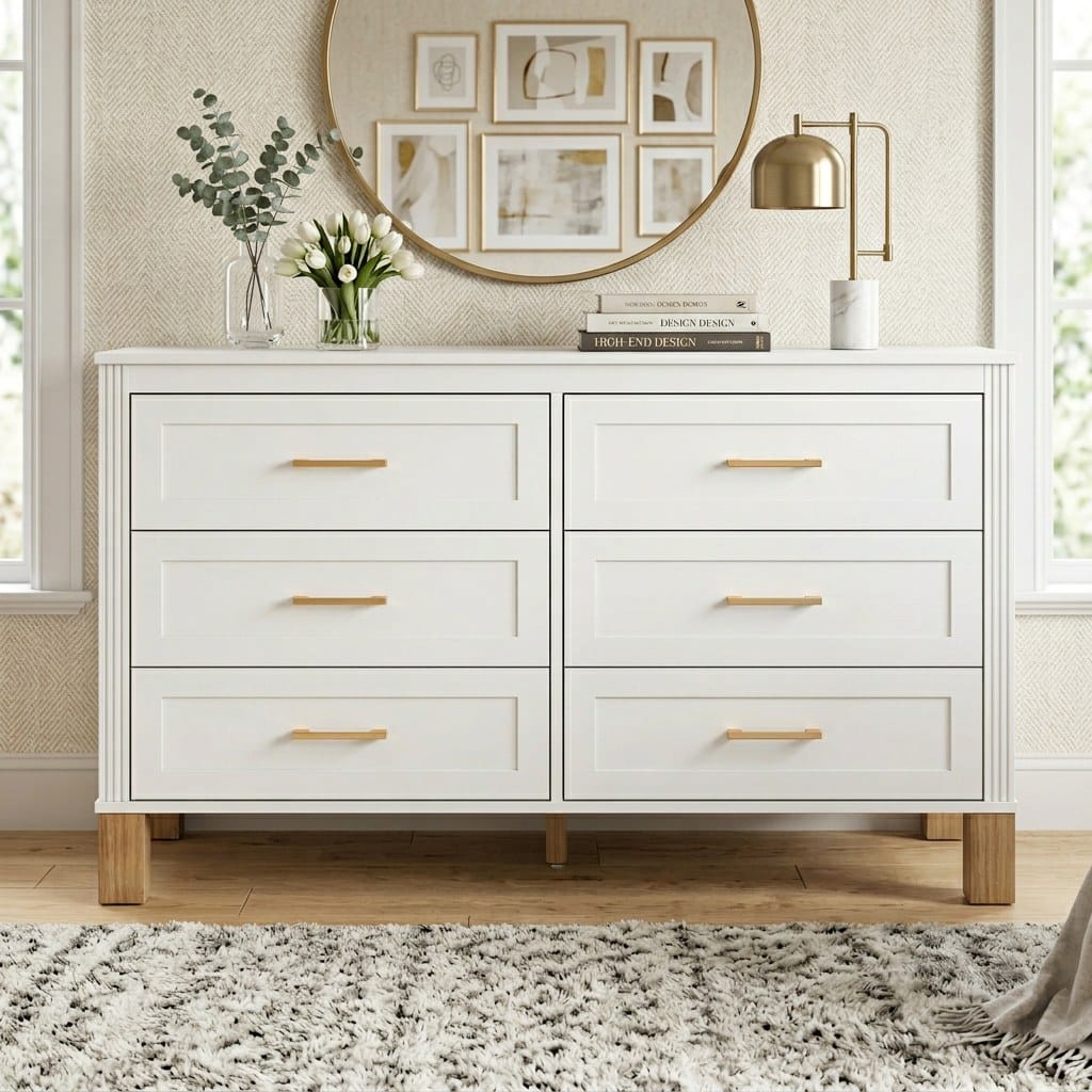 VESAMONTIS Double Dresser with 6 Drawers dimensions