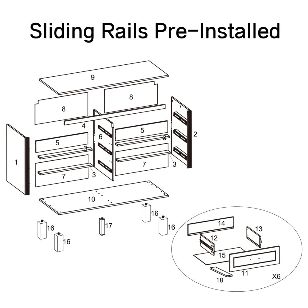 VESAMONTIS 6-Drawer Double Dresser