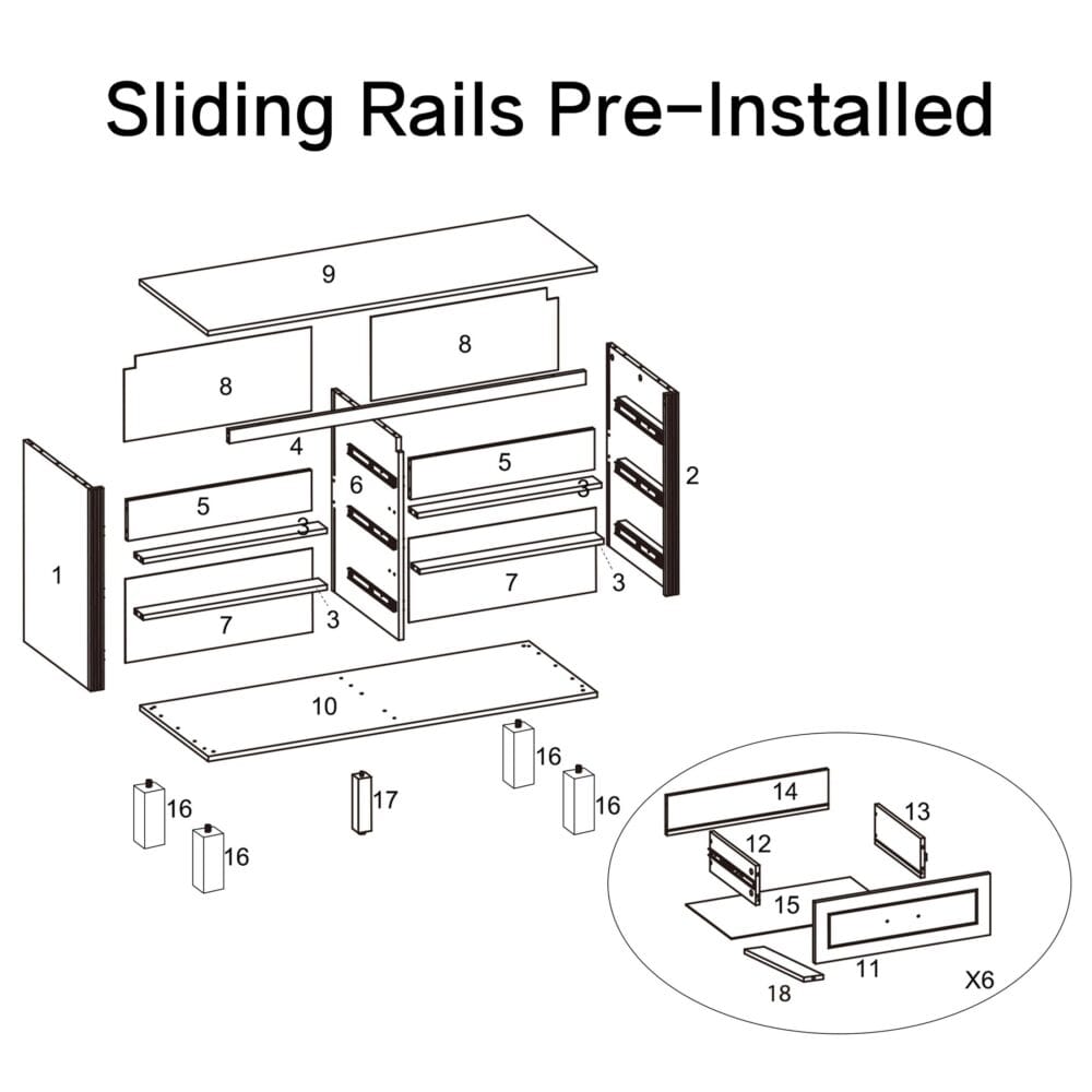 6-Drawer Double Dresser