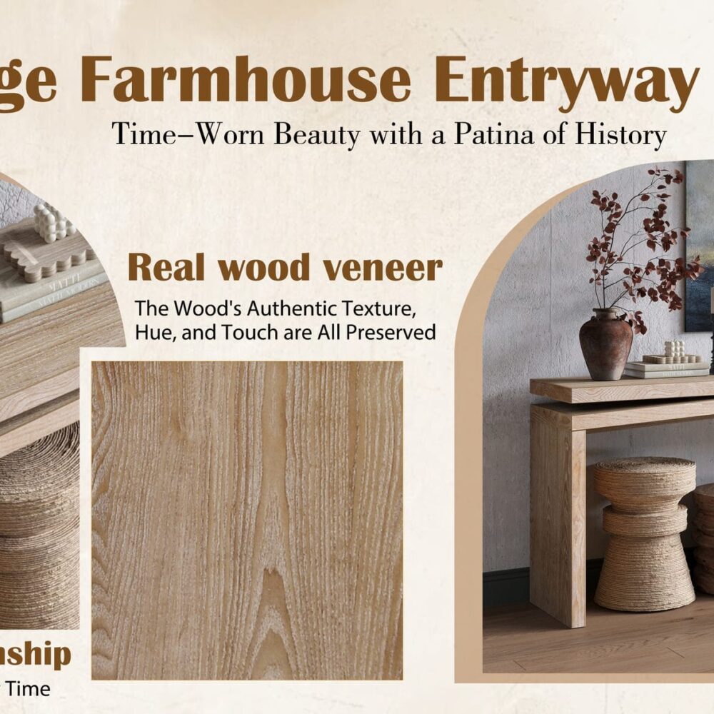 VESAMONTIS Solid Wood Veneer Console Table