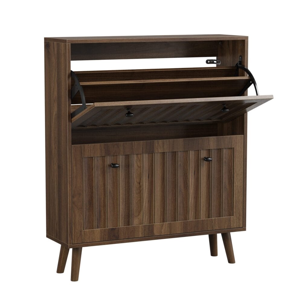 Walnut Mid-Century Shoe Cabinet