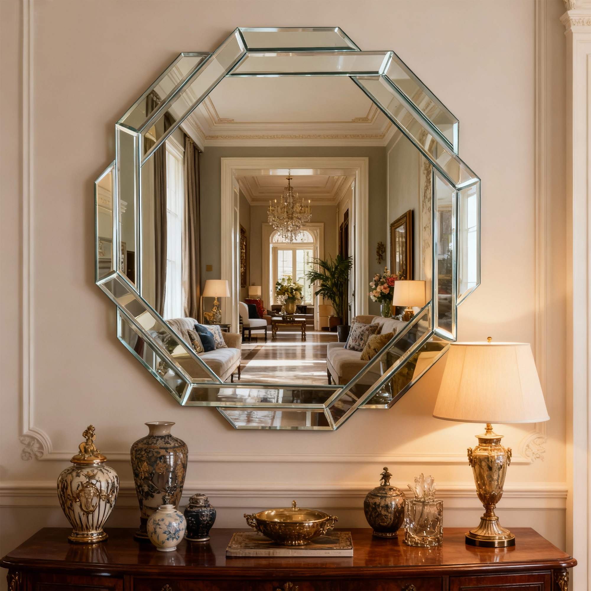  Octagonal Mirror for Living Room versatile placement options