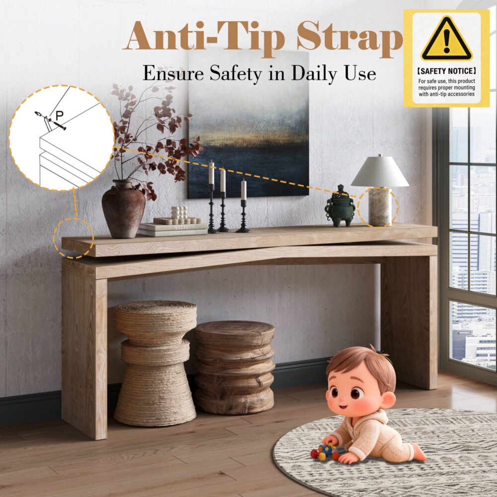 VESAMONTIS Solid Wood Veneer Console Table