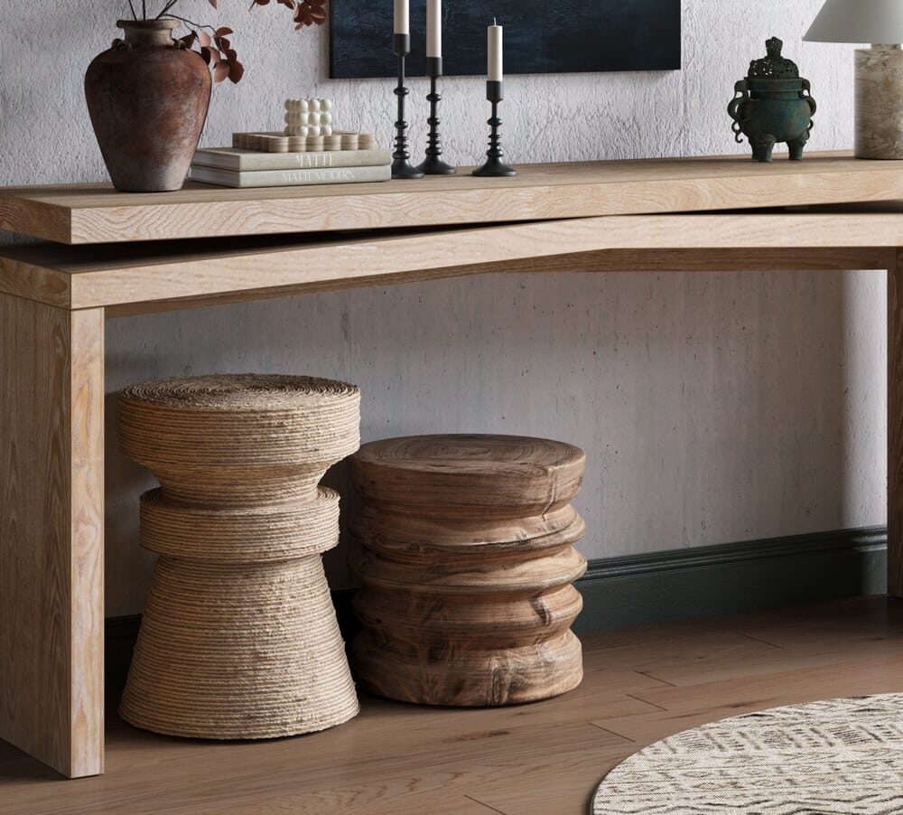 VESAMONTIS Solid Wood Veneer Console Table