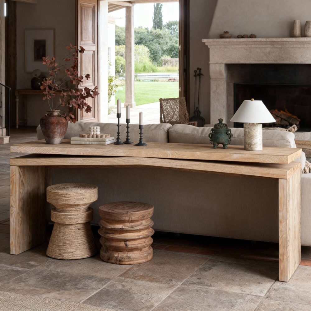 VESAMONTIS Solid Wood Veneer Console Table